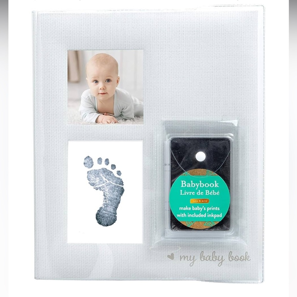 Kate & Milo Babybook and Ink Pad Gender-Neutral Baby Keepsake, Baby's First Year